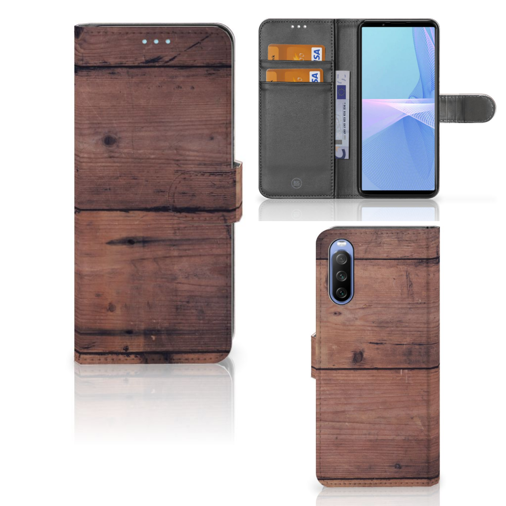 Sony Xperia 10 III Book Style Case Old Wood