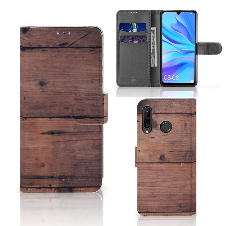 Huawei P30 Lite (2020) Book Style Case Old Wood