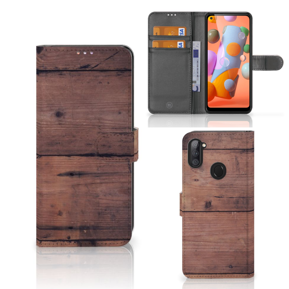 Samsung Galaxy M11 | A11 Book Style Case Old Wood