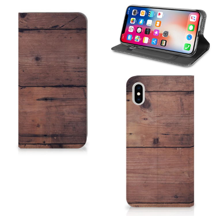 Apple iPhone Xs Max Uniek Standcase Hoesje Old Wood