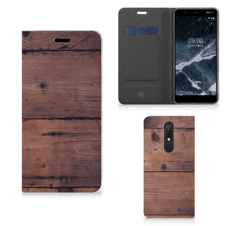 Nokia 5.1 (2018) Book Wallet Case Old Wood
