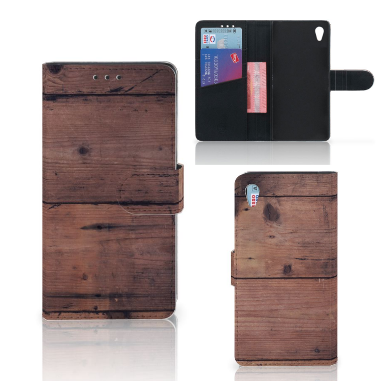 Sony Xperia Z3 Book Style Case Old Wood