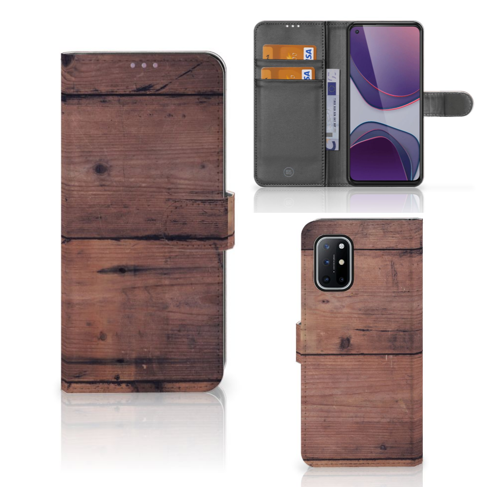 OnePlus 8T Book Style Case Old Wood