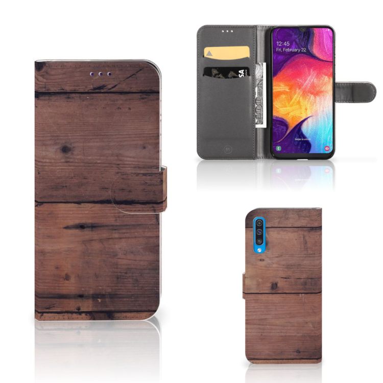 Samsung Galaxy A50 Book Style Case Old Wood