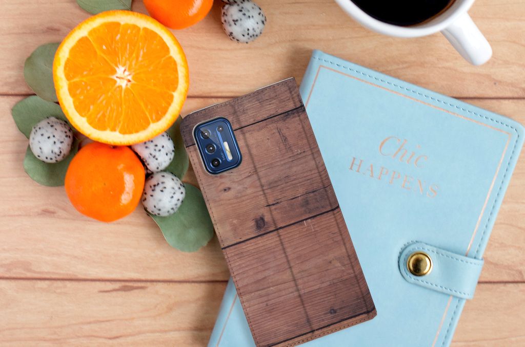 Motorola Moto G9 Plus Book Wallet Case Old Wood