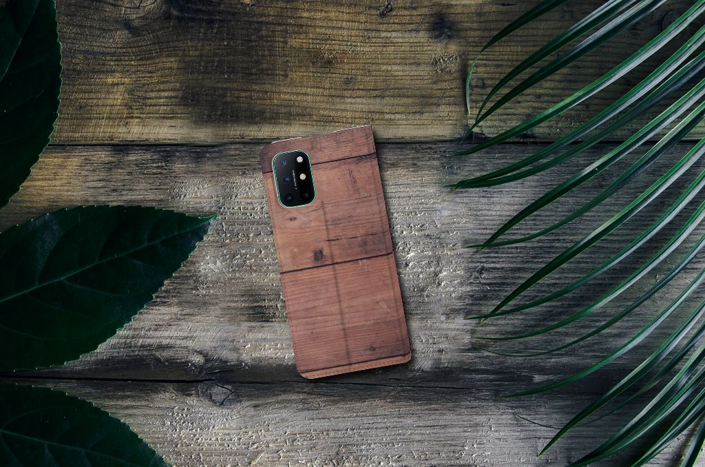 OnePlus 8T Book Wallet Case Old Wood