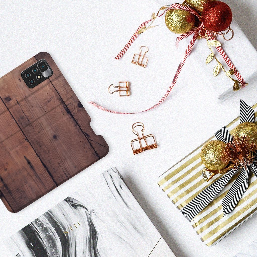 Xiaomi Redmi 10 Book Wallet Case Old Wood
