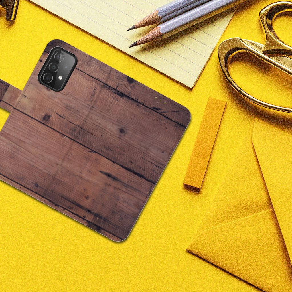Samsung Galaxy A52 Book Style Case Old Wood
