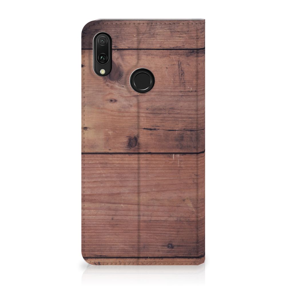 Huawei Y7 hoesje Y7 Pro (2019) Book Wallet Case Old Wood
