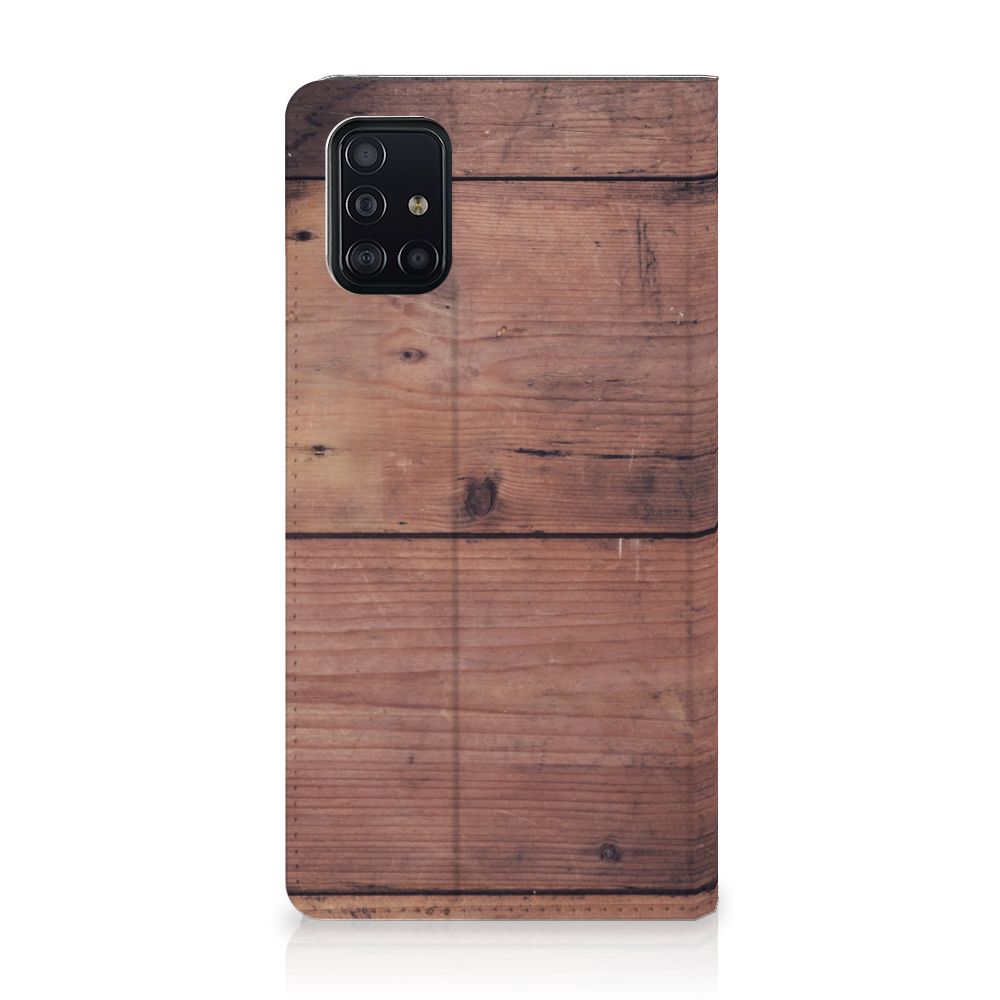 Samsung Galaxy A51 Book Wallet Case Old Wood
