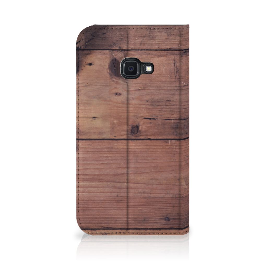 Samsung Galaxy Xcover 4s Book Wallet Case Old Wood