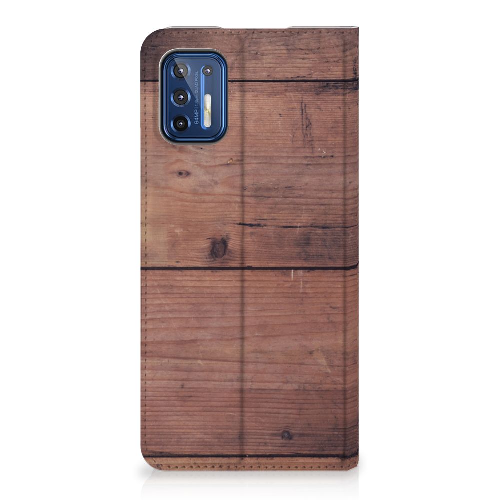 Motorola Moto G9 Plus Book Wallet Case Old Wood
