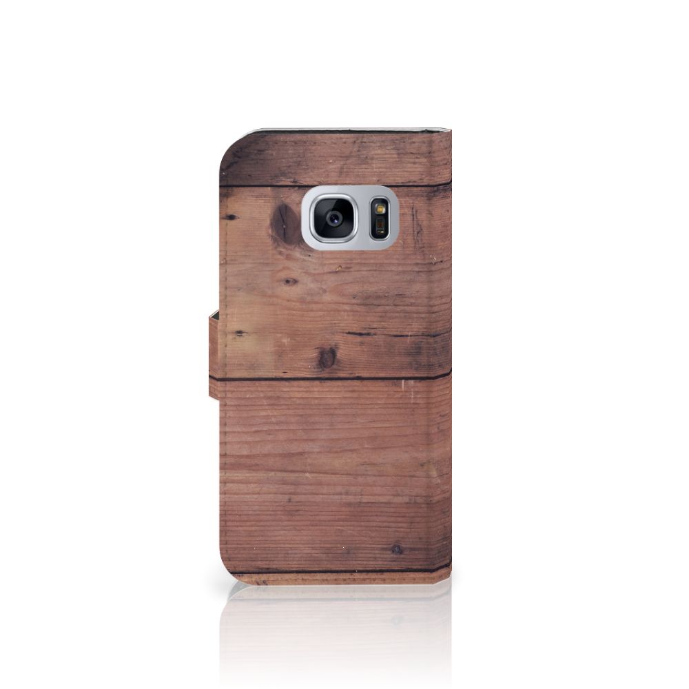 Samsung Galaxy S7 Book Style Case Old Wood