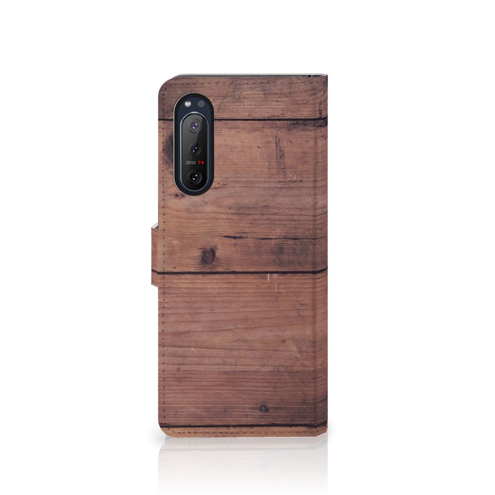 Sony Xperia 5II Book Style Case Old Wood