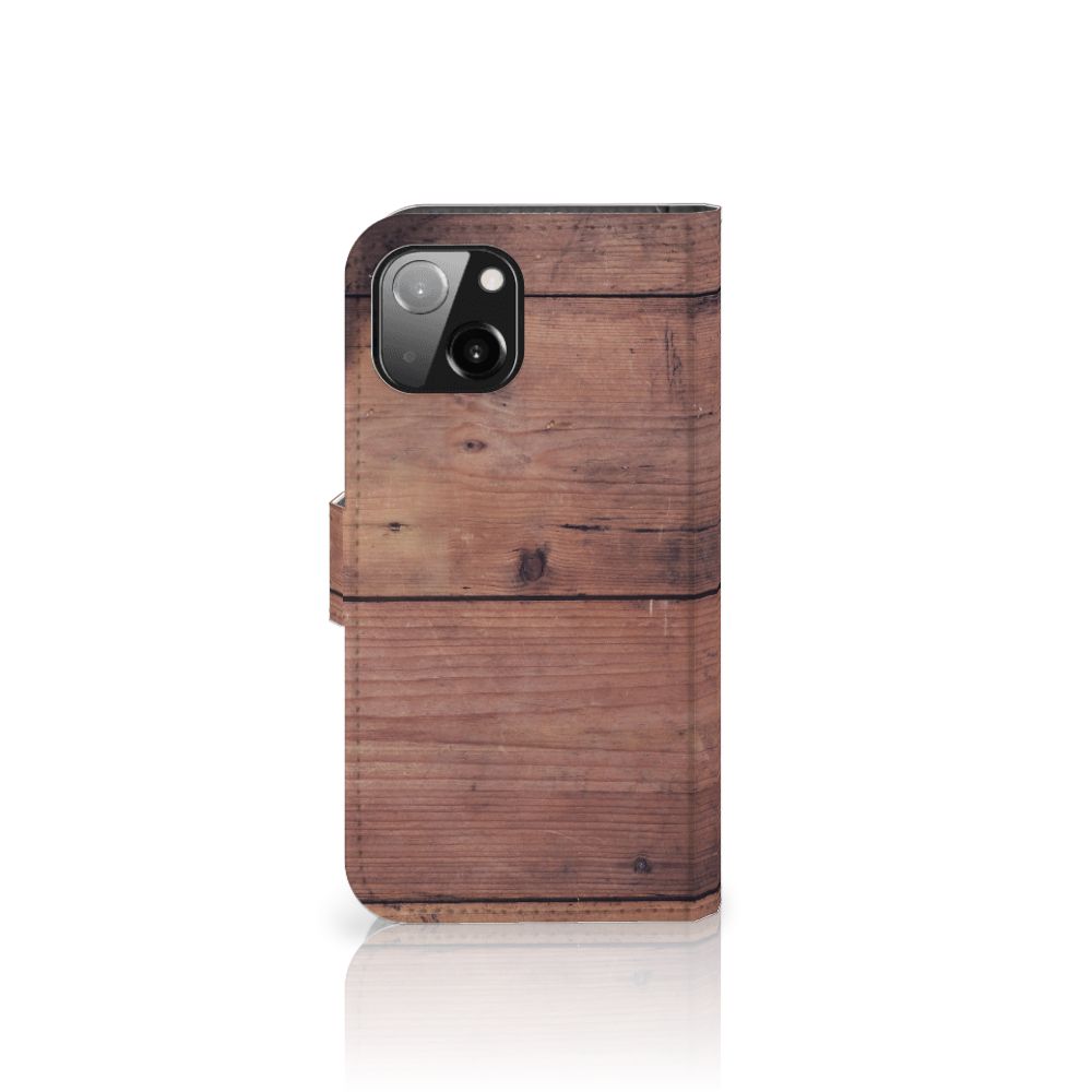 Apple iPhone 13 Book Style Case Old Wood