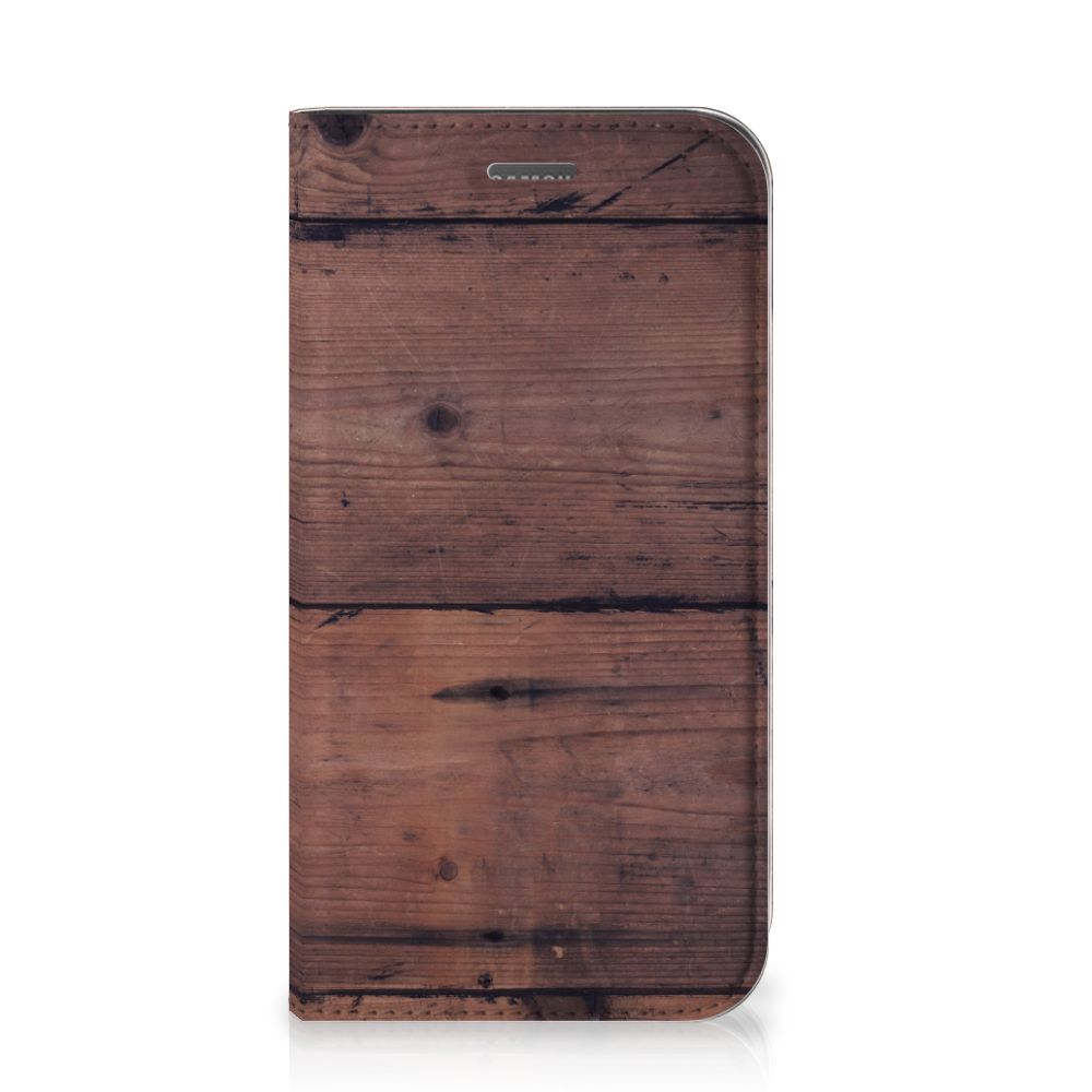 Samsung Galaxy Xcover 4s Book Wallet Case Old Wood