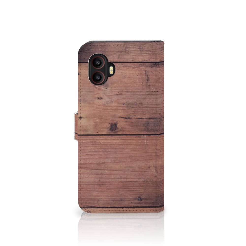 Samsung Galaxy Xcover 6 Pro Book Style Case Old Wood