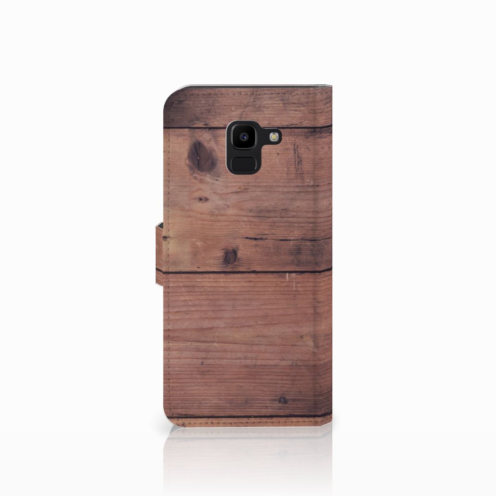 Samsung Galaxy J6 2018 Book Style Case Old Wood