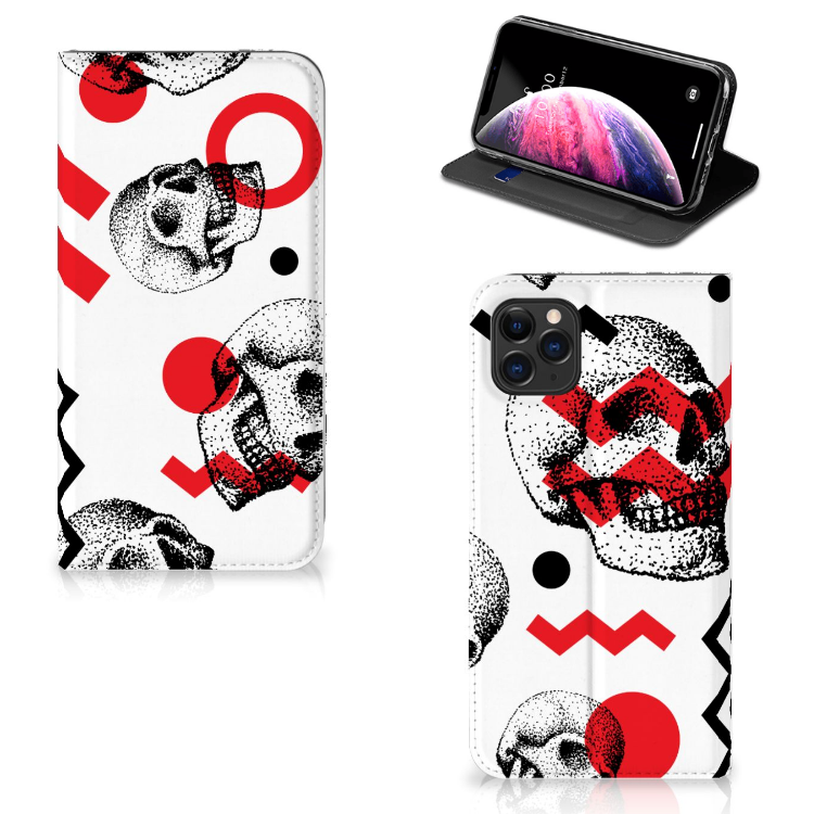 Mobiel BookCase Apple iPhone 11 Pro Max Skull Red