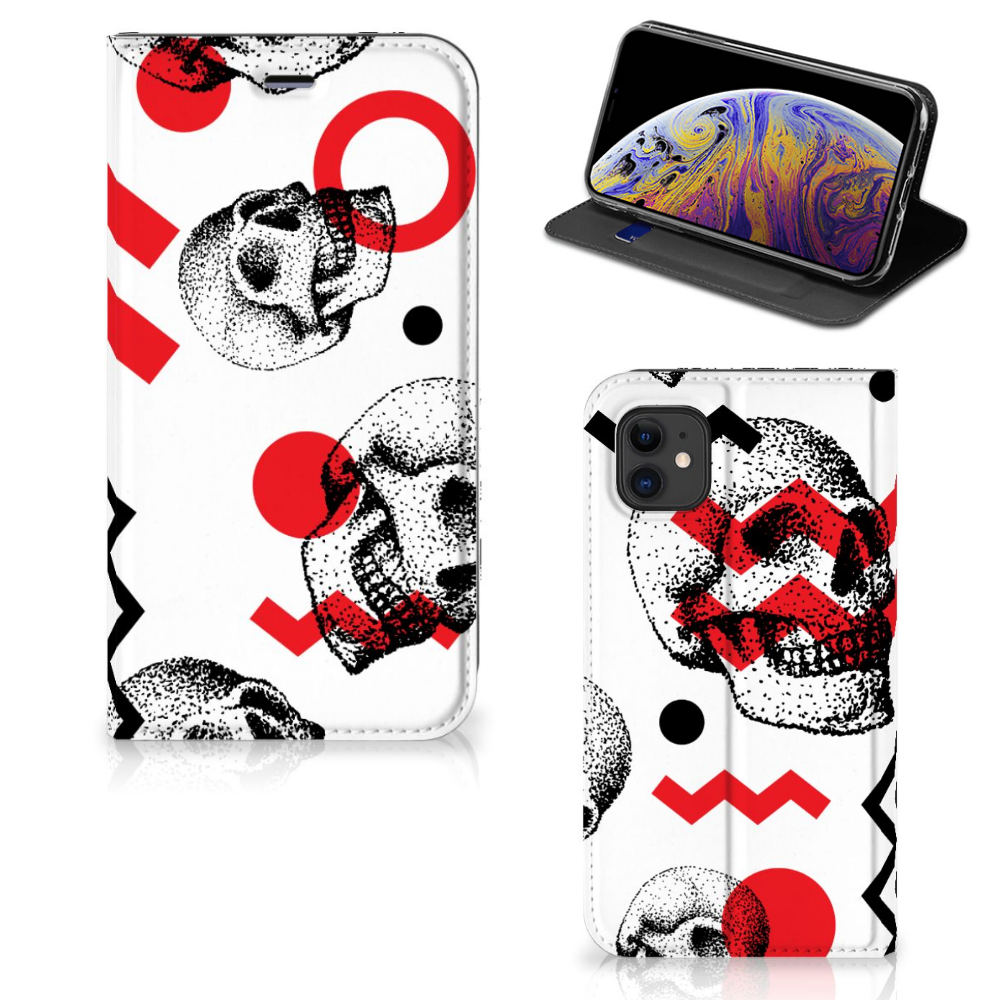 Mobiel BookCase Apple iPhone 11 Skull Red