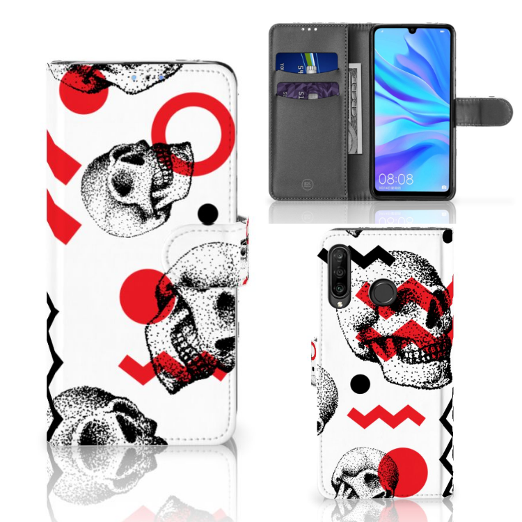 Telefoonhoesje met Naam Huawei P30 Lite (2020) Skull Red