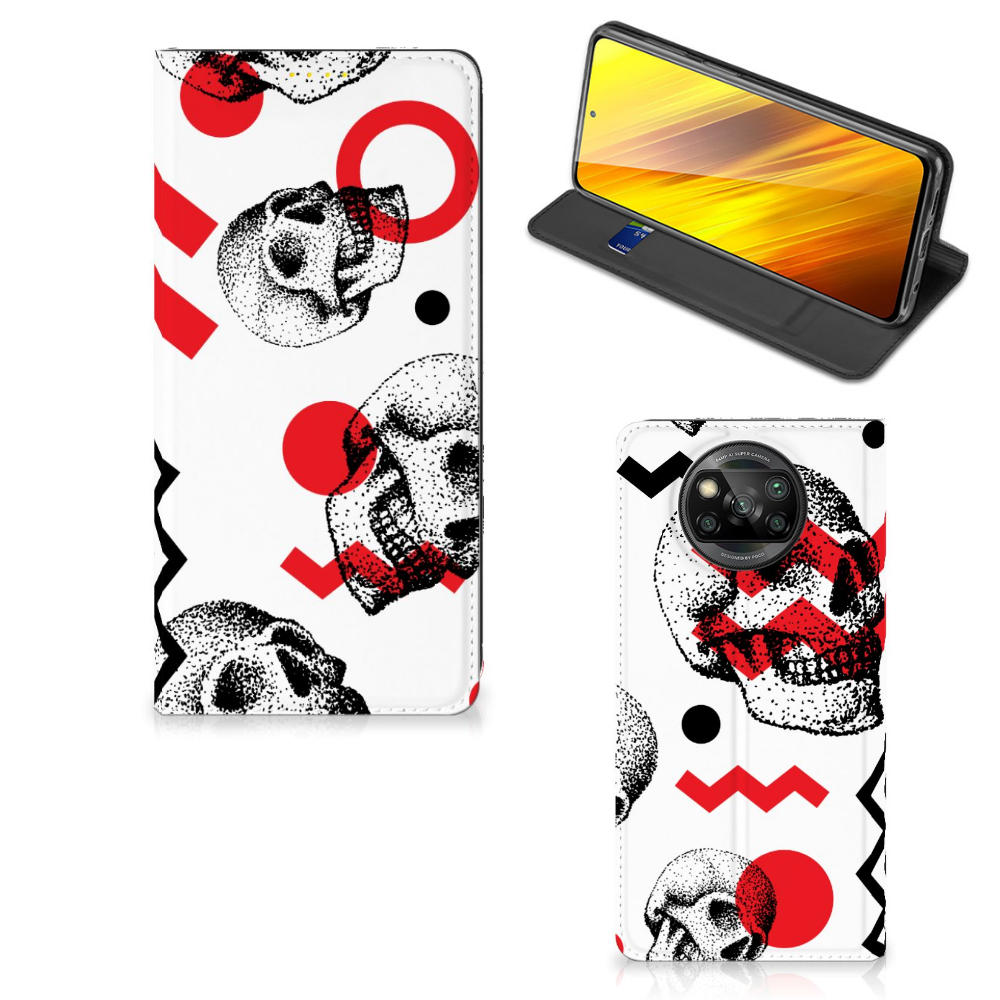 Mobiel BookCase Xiaomi Poco X3 Pro | Poco X3 Skull Red