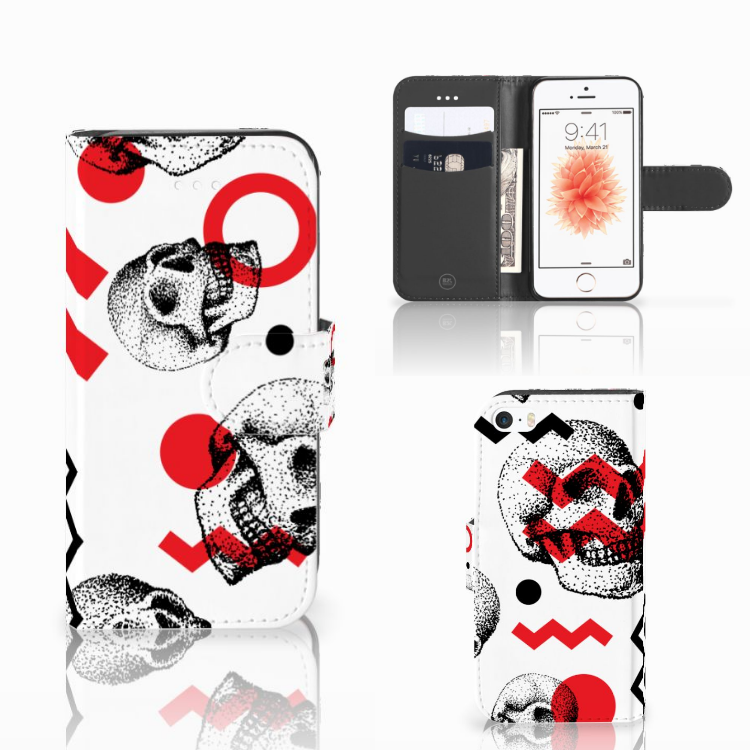 Telefoonhoesje met Naam Apple iPhone 5 | 5s | SE Skull Red