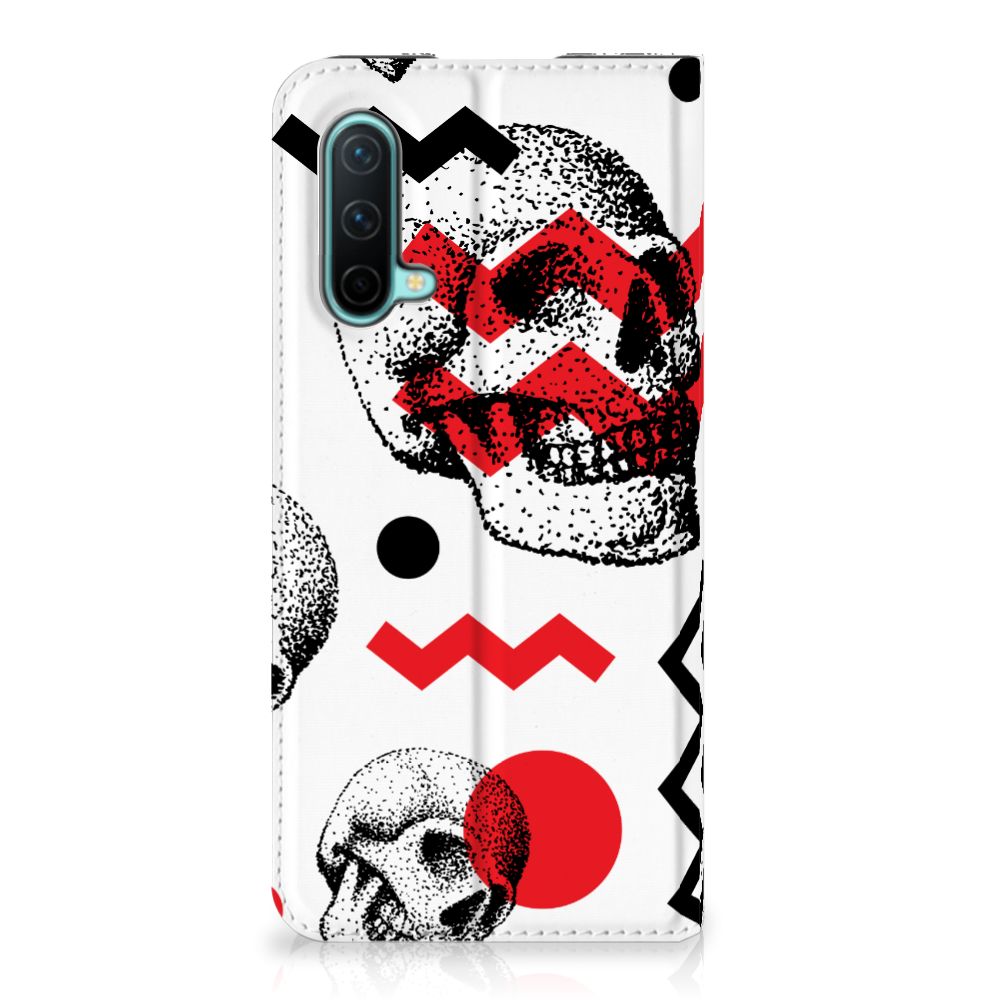 Mobiel BookCase OnePlus Nord CE 5G Skull Red