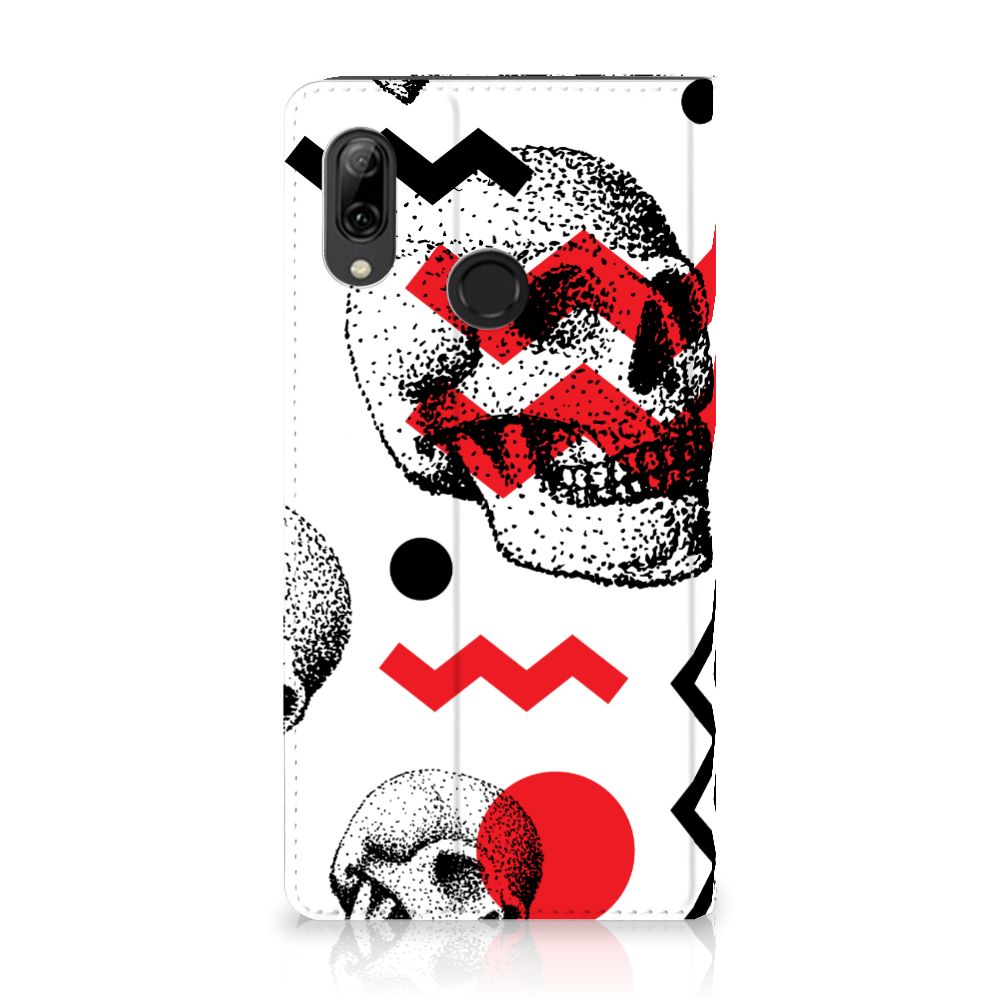 Mobiel BookCase Huawei P Smart (2019) Skull Red