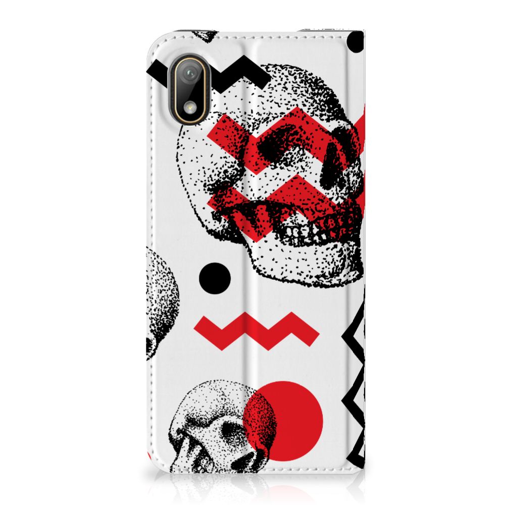 Mobiel BookCase Huawei Y5 (2019) Skull Red