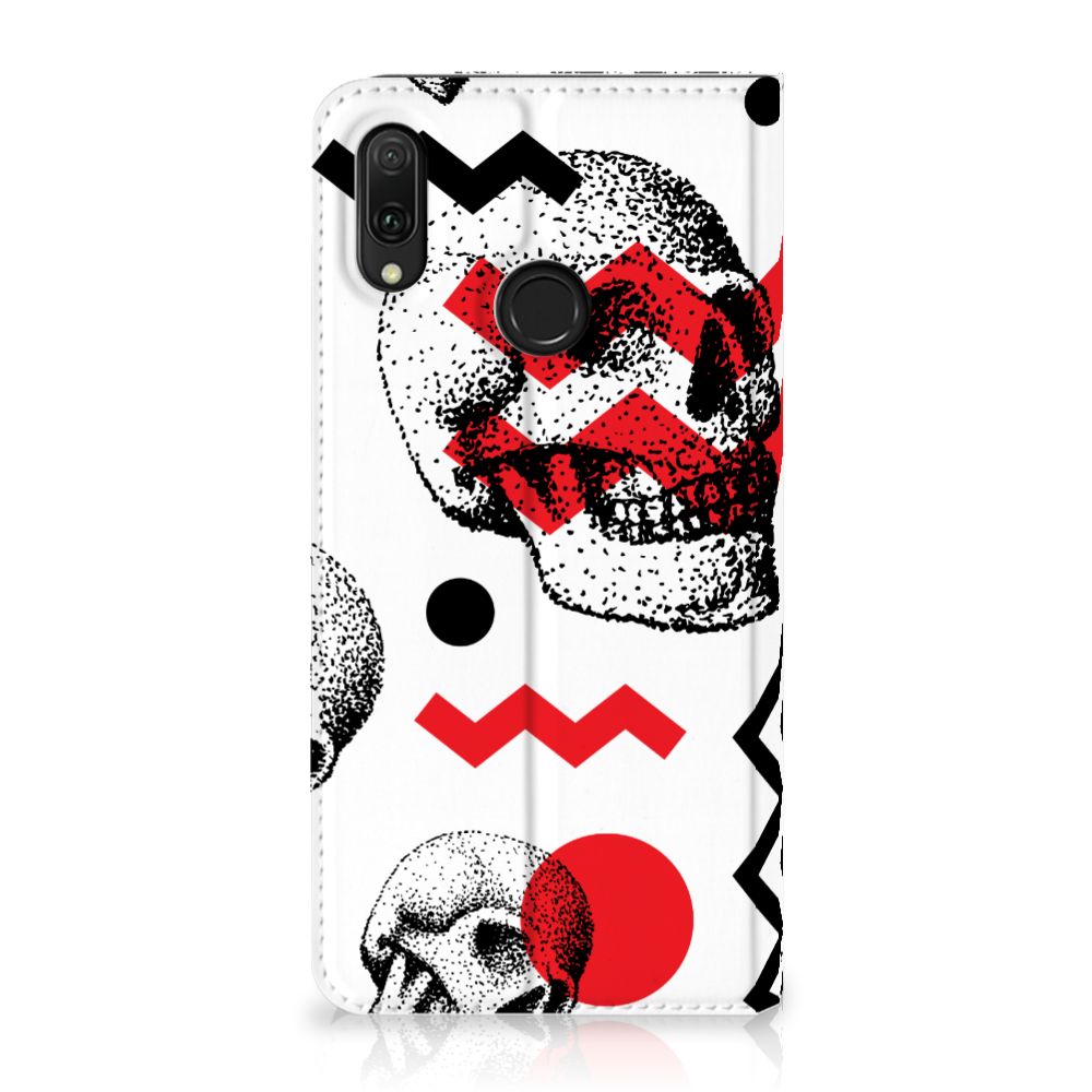 Mobiel BookCase Huawei Y7 hoesje Y7 Pro (2019) Skull Red