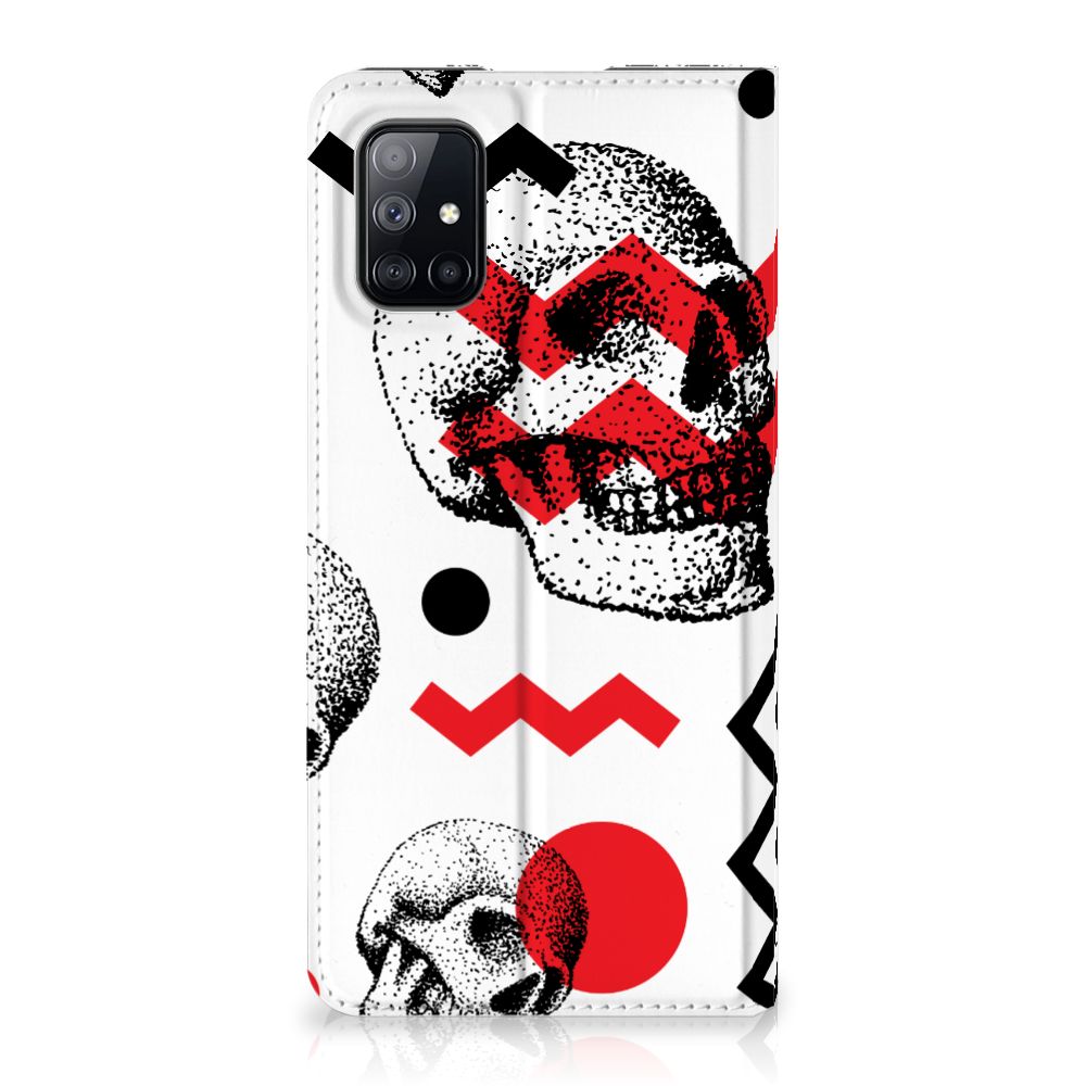 Mobiel BookCase Samsung Galaxy M51 Skull Red