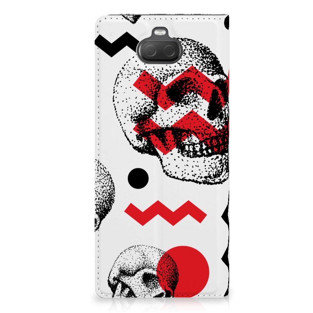 Mobiel BookCase Sony Xperia 10 Plus Skull Red