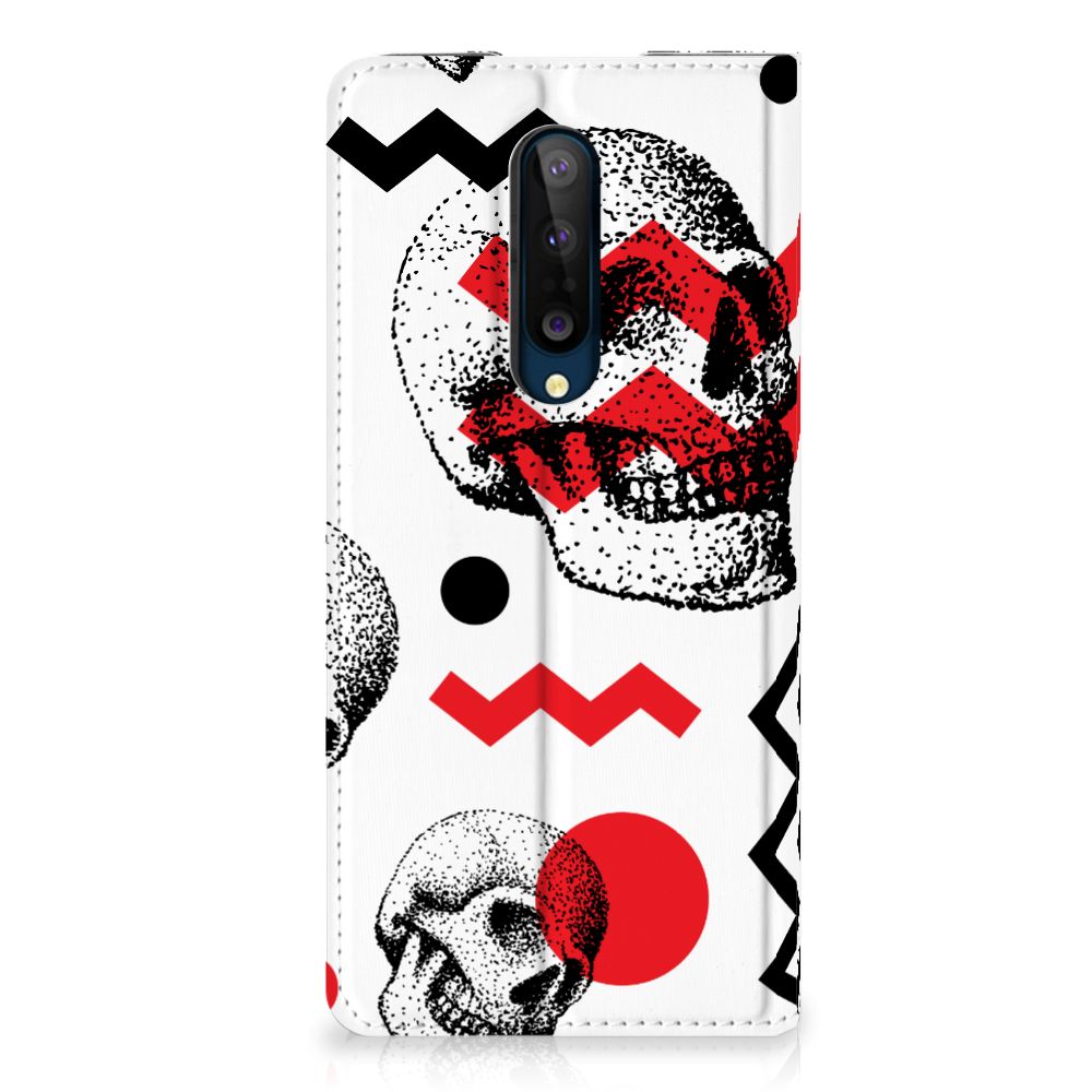 Mobiel BookCase OnePlus 8 Skull Red