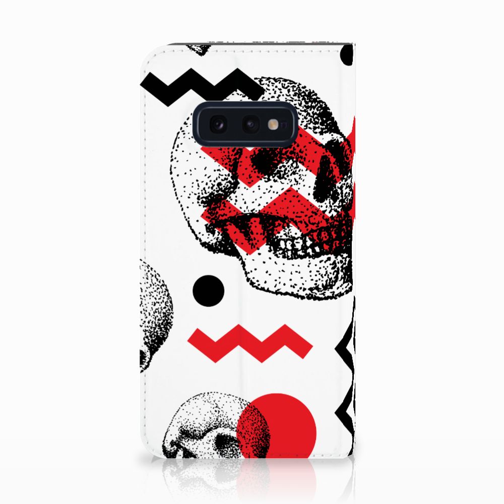 Mobiel BookCase Samsung Galaxy S10e Skull Red
