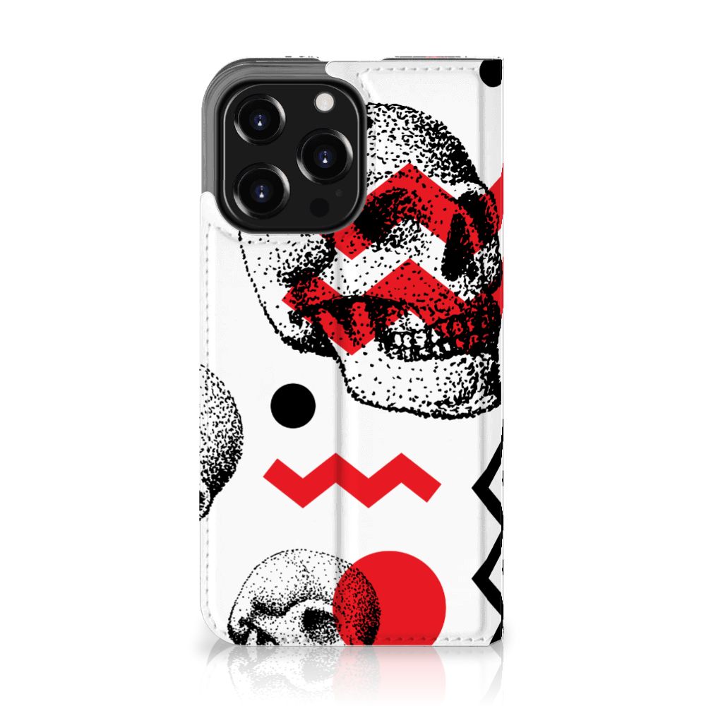 Mobiel BookCase iPhone 13 Pro Skull Red