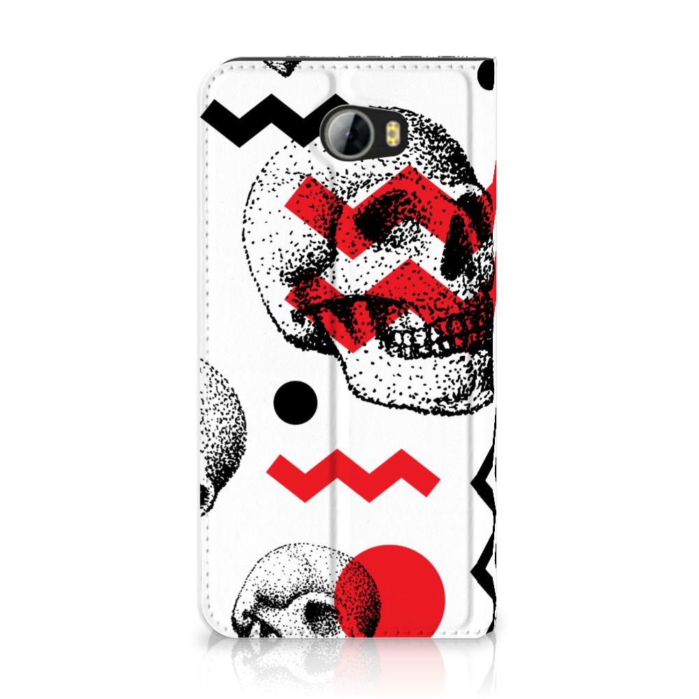 Mobiel BookCase Huawei Y5 2 | Y6 Compact Skull Red