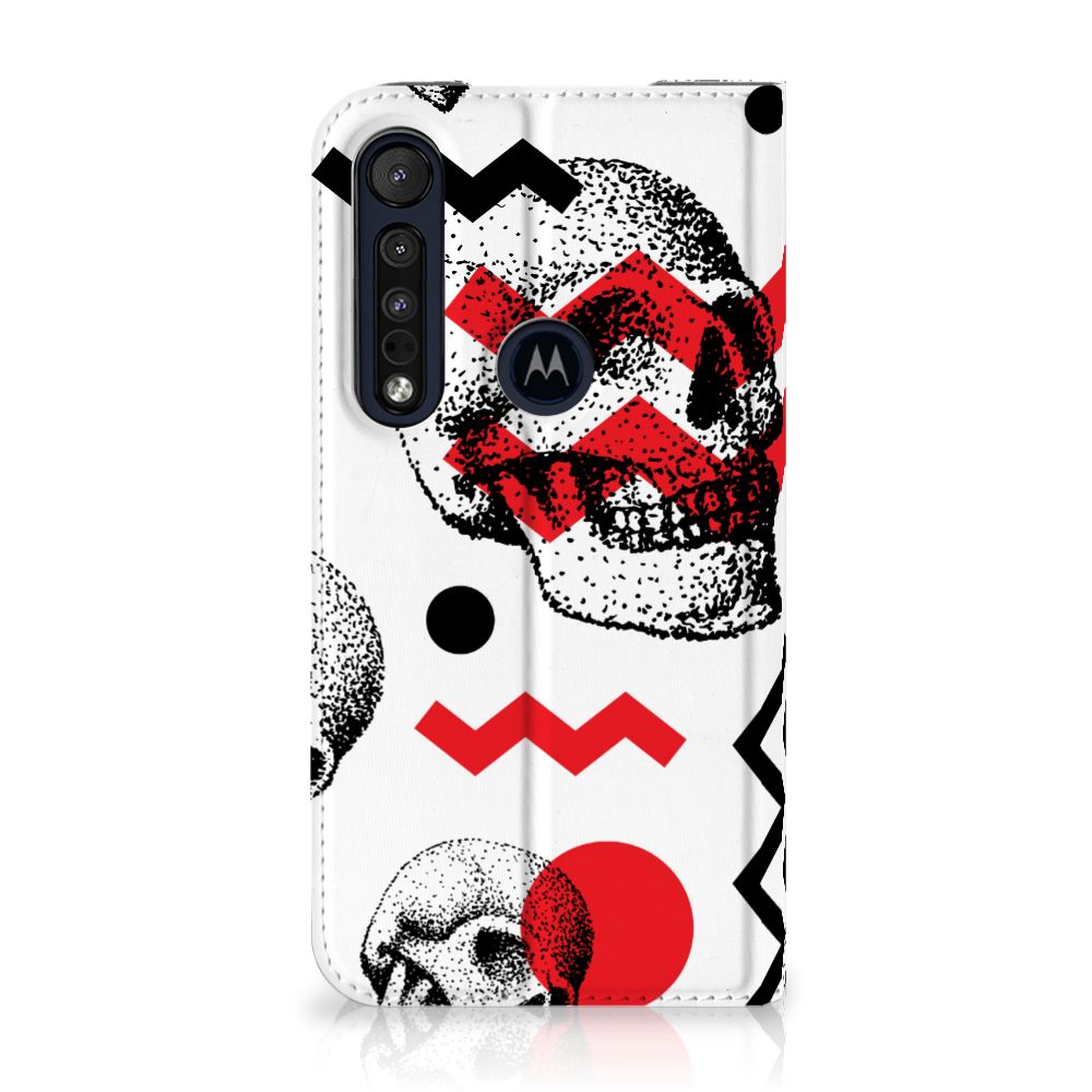 Mobiel BookCase Motorola G8 Plus Skull Red