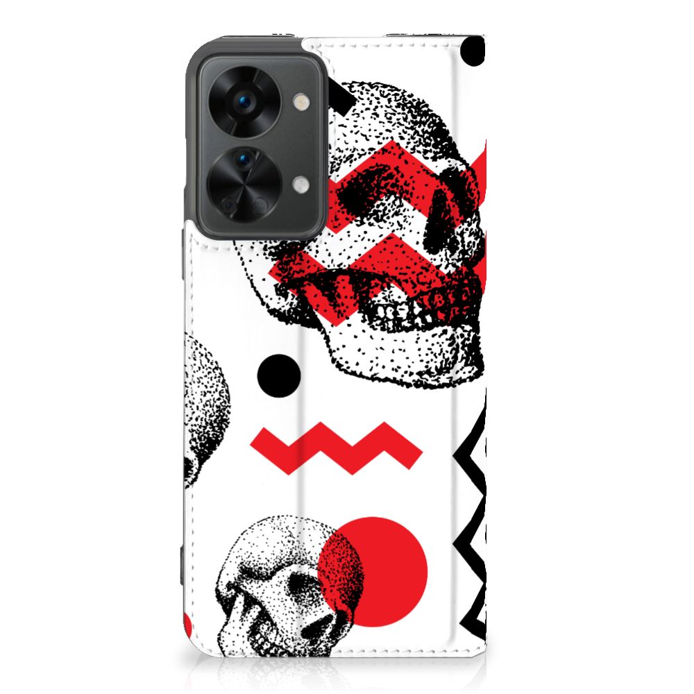 Mobiel BookCase OnePlus Nord 2T Skull Red
