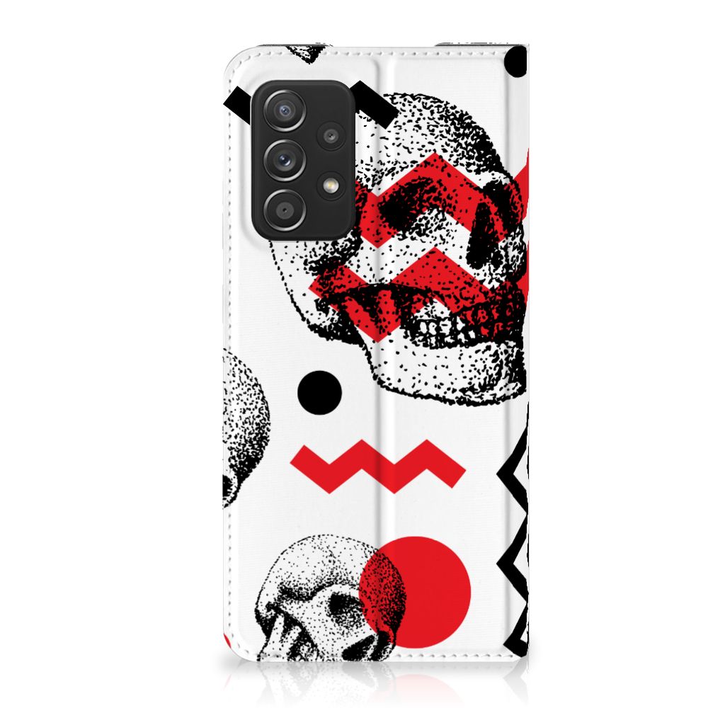 Mobiel BookCase Samsung Galaxy A52 Skull Red