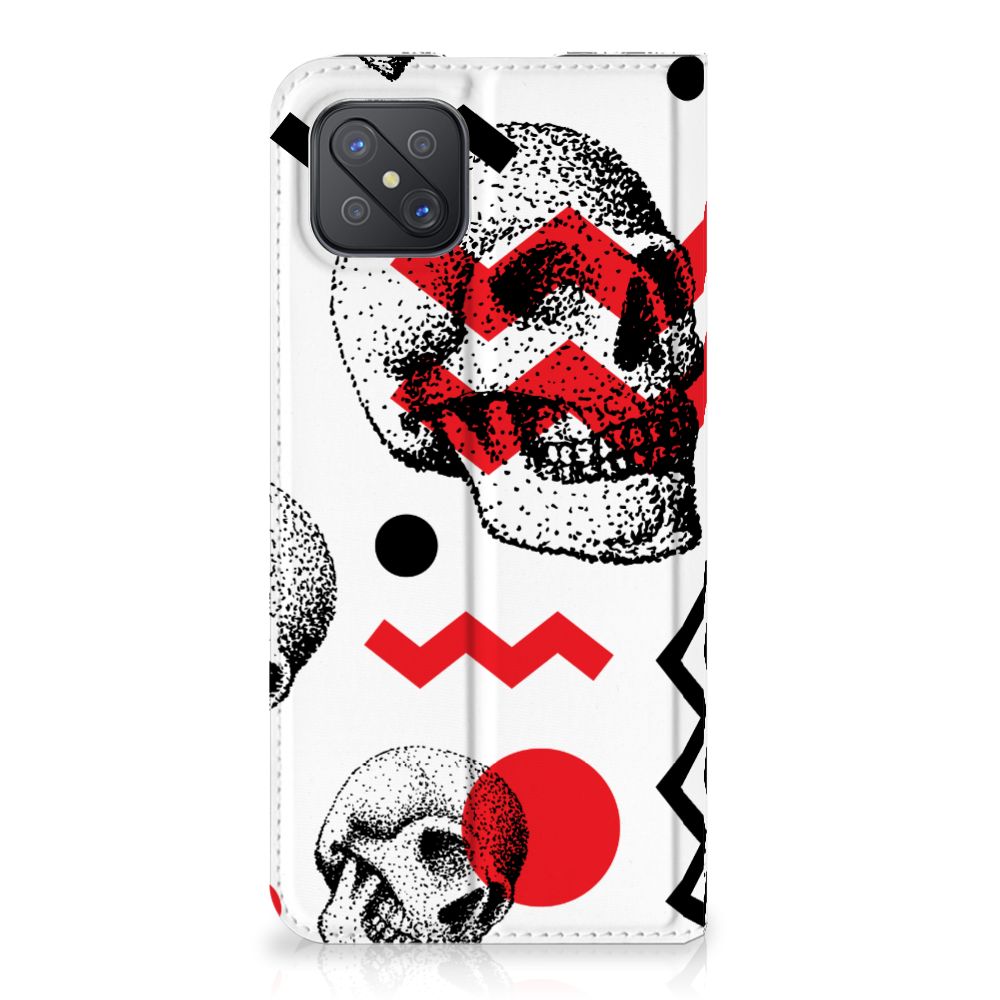 Mobiel BookCase OPPO Reno4 Z 5G Skull Red