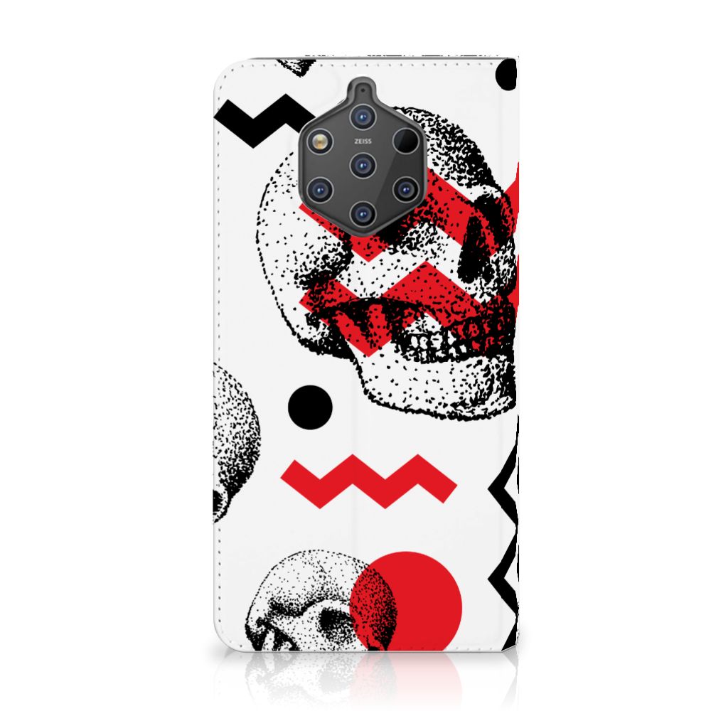 Mobiel BookCase Nokia 9 PureView Skull Red