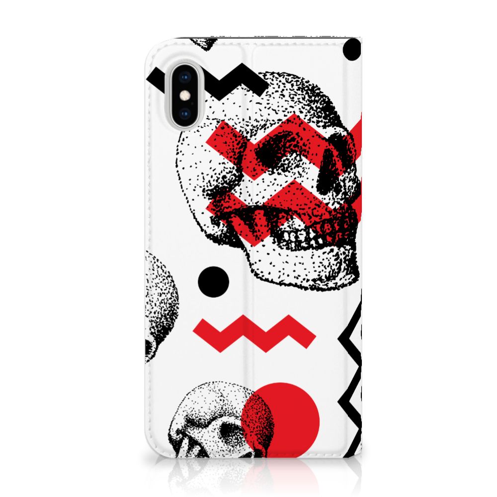 Mobiel BookCase Apple iPhone Xs Max Skull Red