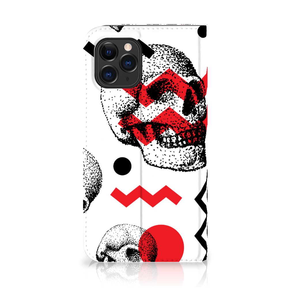 Mobiel BookCase Apple iPhone 11 Pro Skull Red
