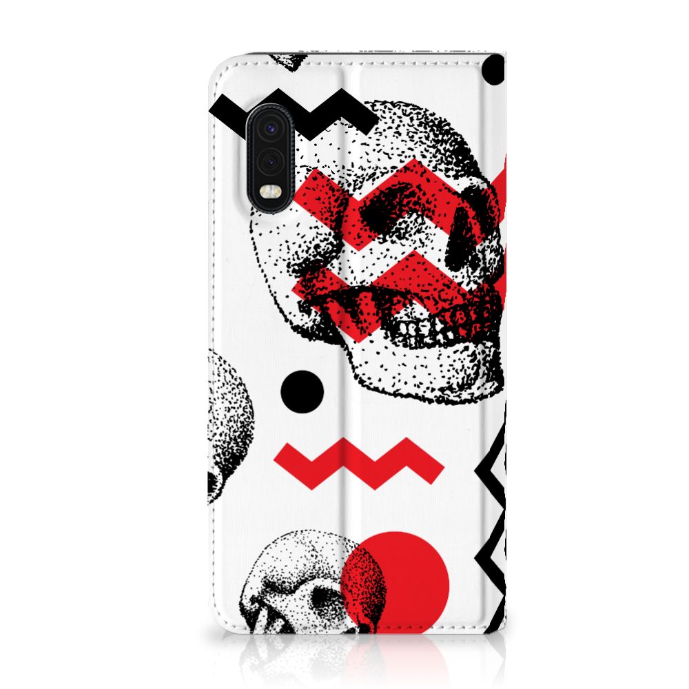 Mobiel BookCase Samsung Xcover Pro Skull Red