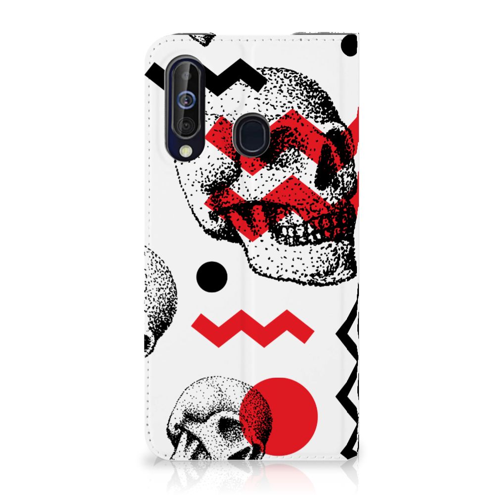 Mobiel BookCase Samsung Galaxy A60 Skull Red