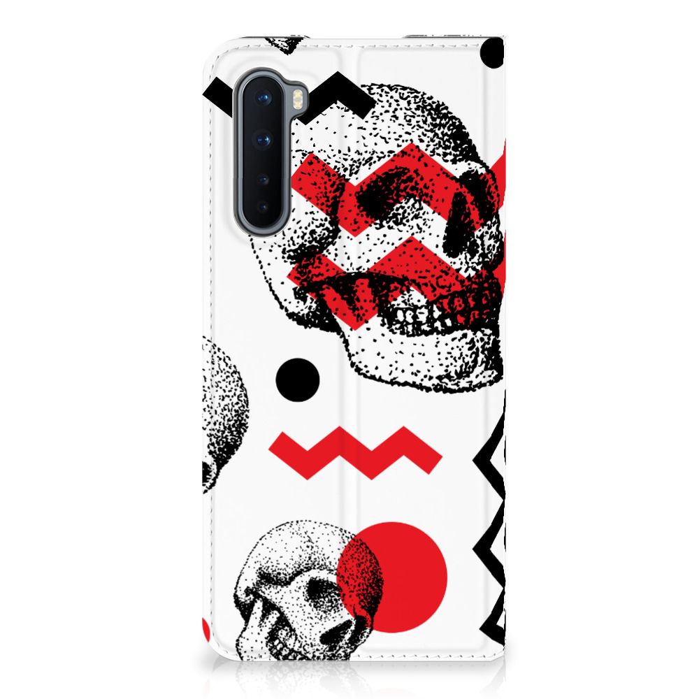 Mobiel BookCase OnePlus Nord Skull Red