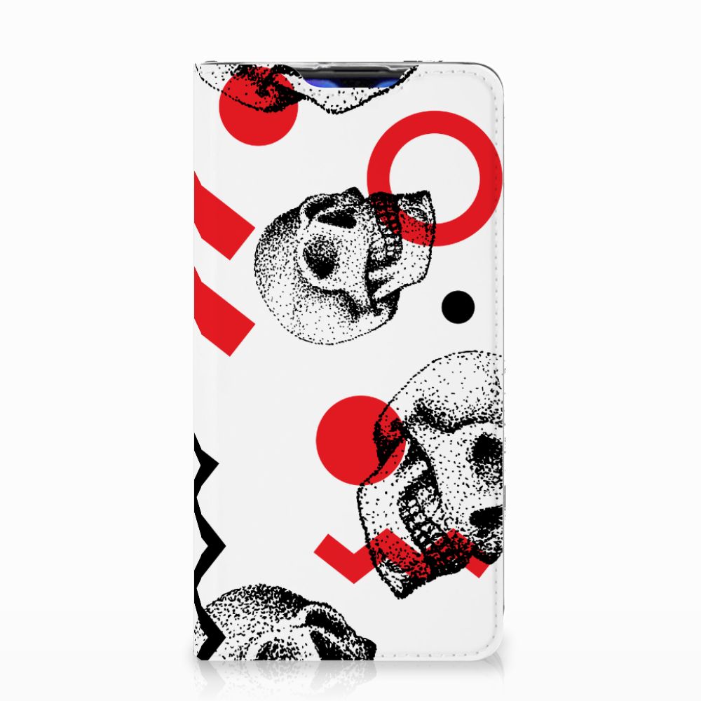 Mobiel BookCase Huawei P30 Skull Red