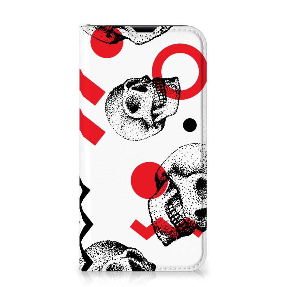 Mobiel BookCase iPhone 13 Pro Skull Red
