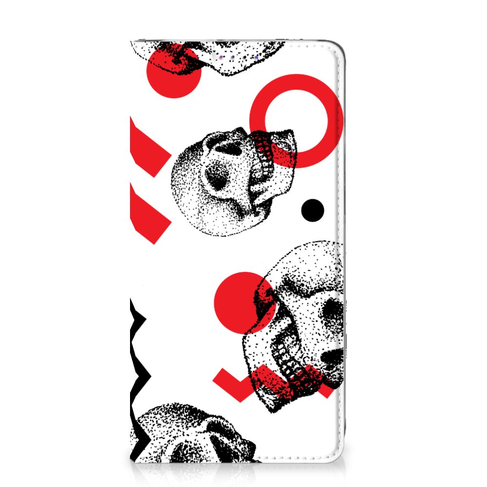 Mobiel BookCase Huawei P30 Lite New Edition Skull Red